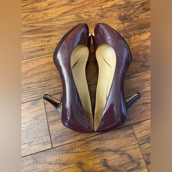 Cole Haan NikeAir Patent Purple Leather Peep Toe Stiletto Size 10 B Halloween - Picture 6 of 9